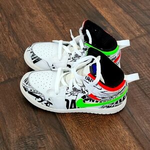 Boys  Air Jordan 1 Mid GS 'All Over Logos'